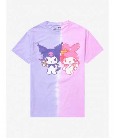 My Melody & Kuromi Split Wash Boyfriend Fit Girls T-Shirt $9.02 T-Shirts