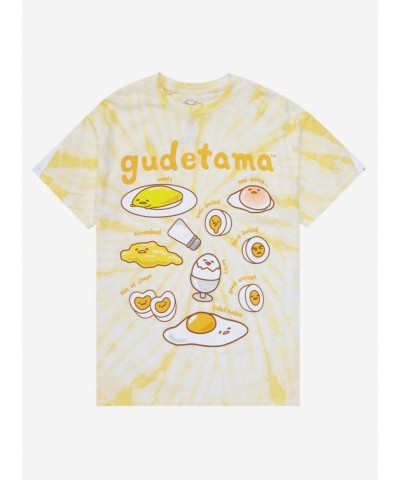 Gudetama Egg Type Tie-Dye Boyfriend Fit Girls T-Shirt $10.76 T-Shirts