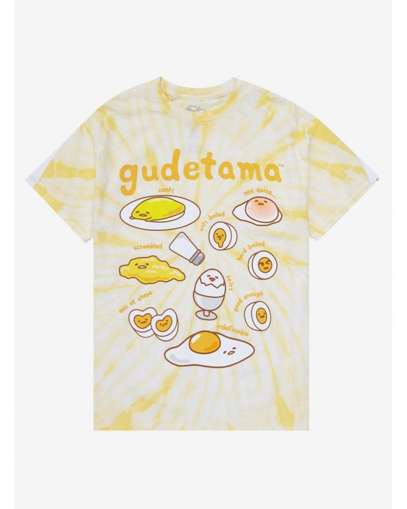 Gudetama Egg Type Tie-Dye Boyfriend Fit Girls T-Shirt $10.76 T-Shirts
