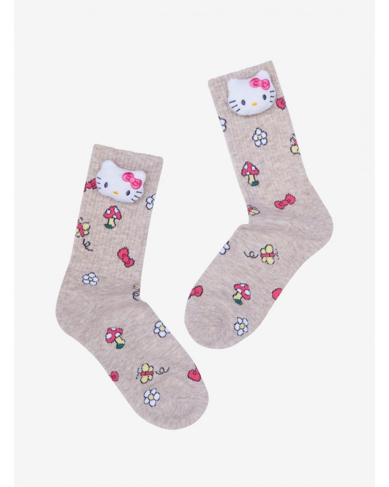 Hello Kitty Mushroom Plush Crew Socks $4.44 Socks