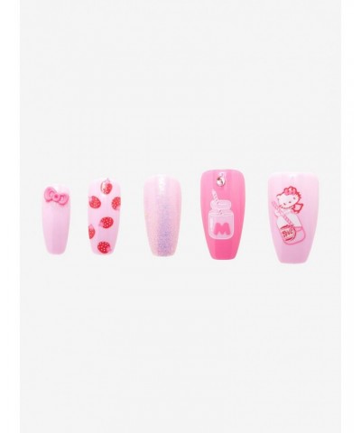Hello Kitty Strawberry Milk Faux Nail Set $3.40 Nail Set