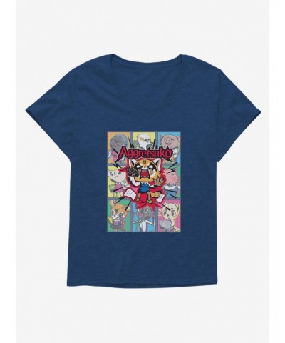 Aggretsuko Screaming Panels Girls T-Shirt Plus Size $6.94 T-Shirts