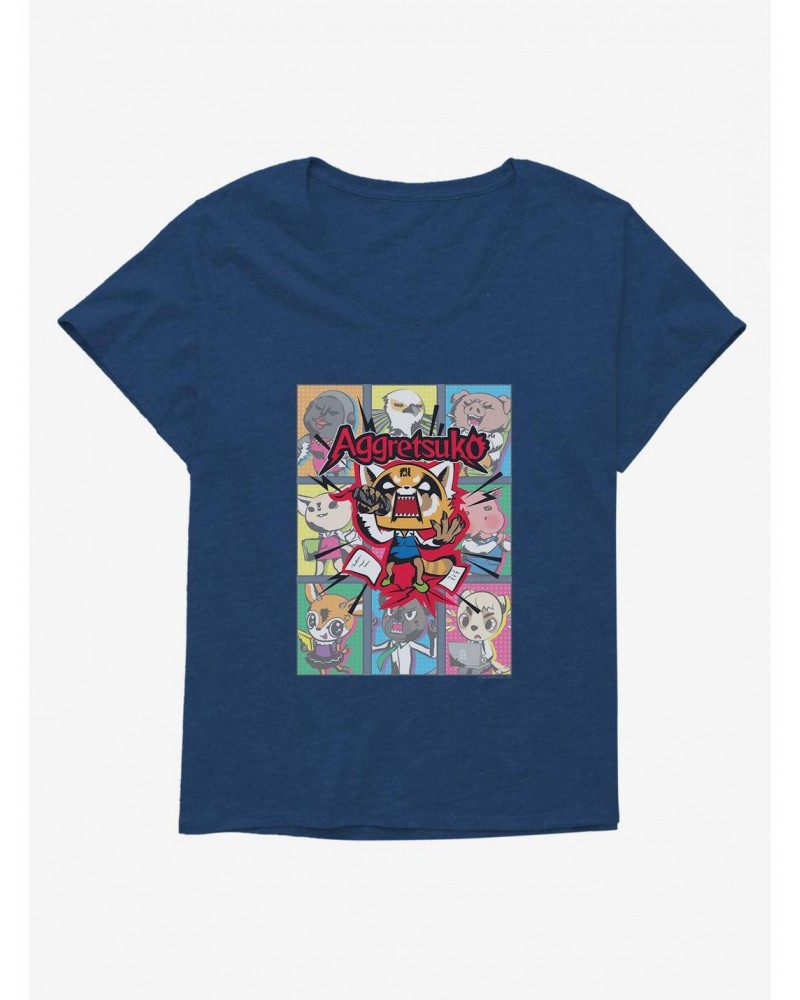 Aggretsuko Screaming Panels Girls T-Shirt Plus Size $6.94 T-Shirts