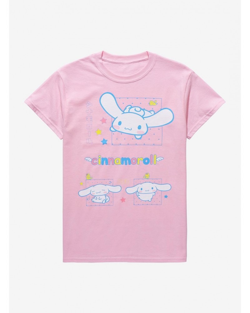 Cinnamoroll Pastel Pink Three Panel Boyfriend Fit Girls T-Shirt $8.82 T-Shirts