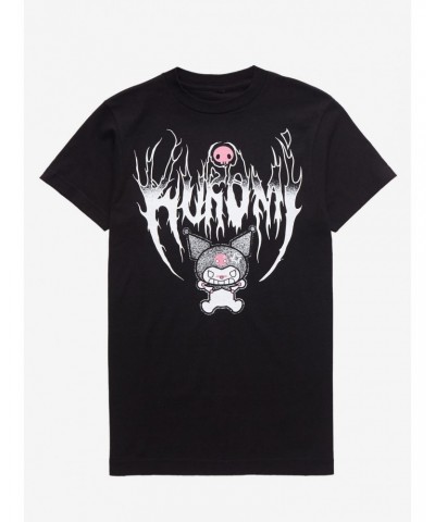 Kuromi Metal Font Boyfriend Fit Girls T-Shirt $5.86 T-Shirts