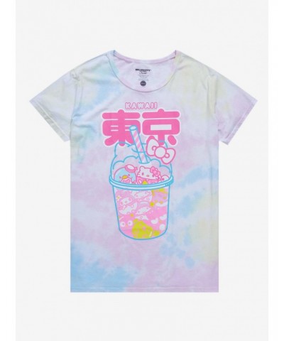 Hello Kitty And Friends Boba Pastel Tie-Dye Girls T-Shirt $8.34 T-Shirts