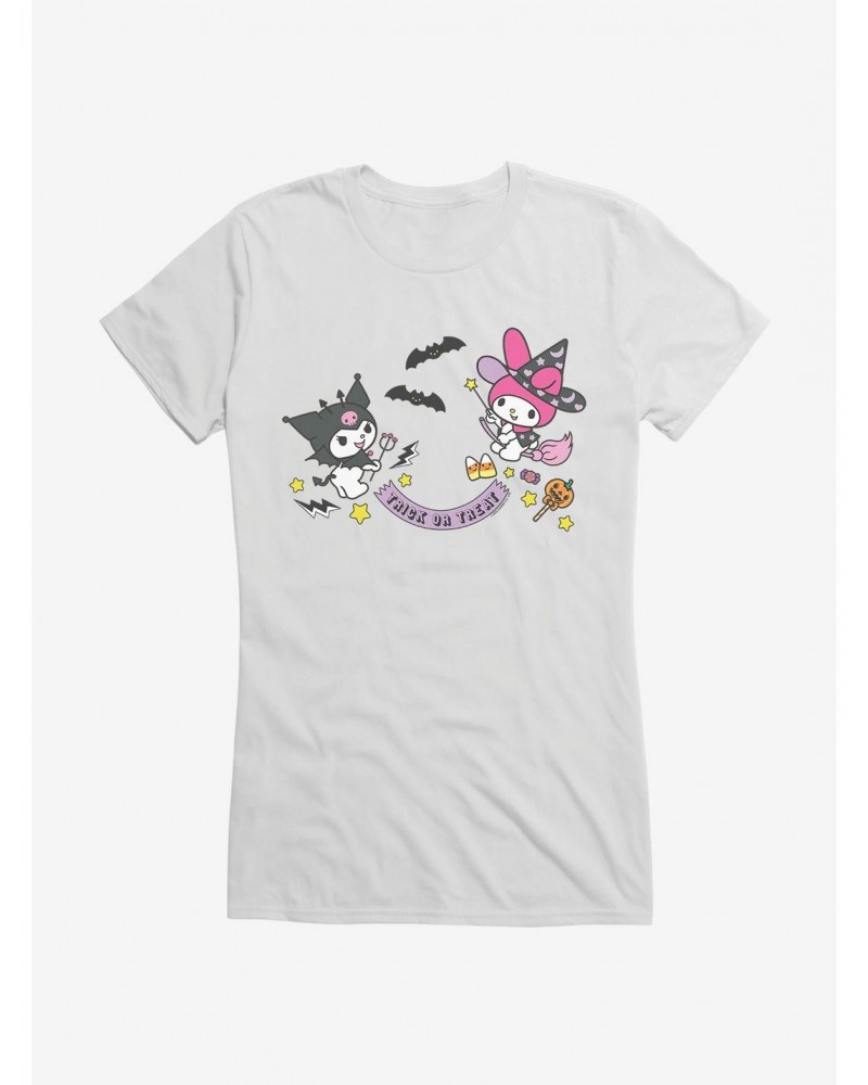 My Melody And Kuromi Halloween All Together Girls T-Shirt $9.16 T-Shirts