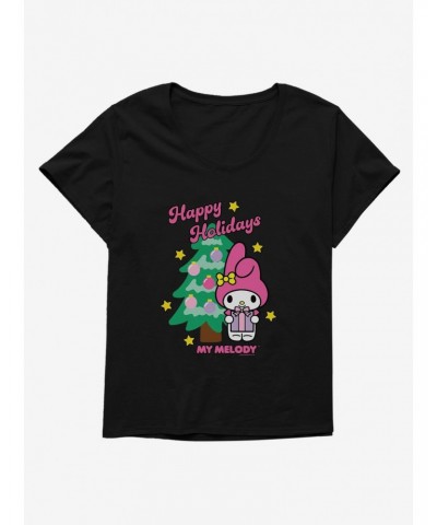 My Melody Happy Holidays Christmas Tree Girls T-Shirt Plus Size $10.52 T-Shirts