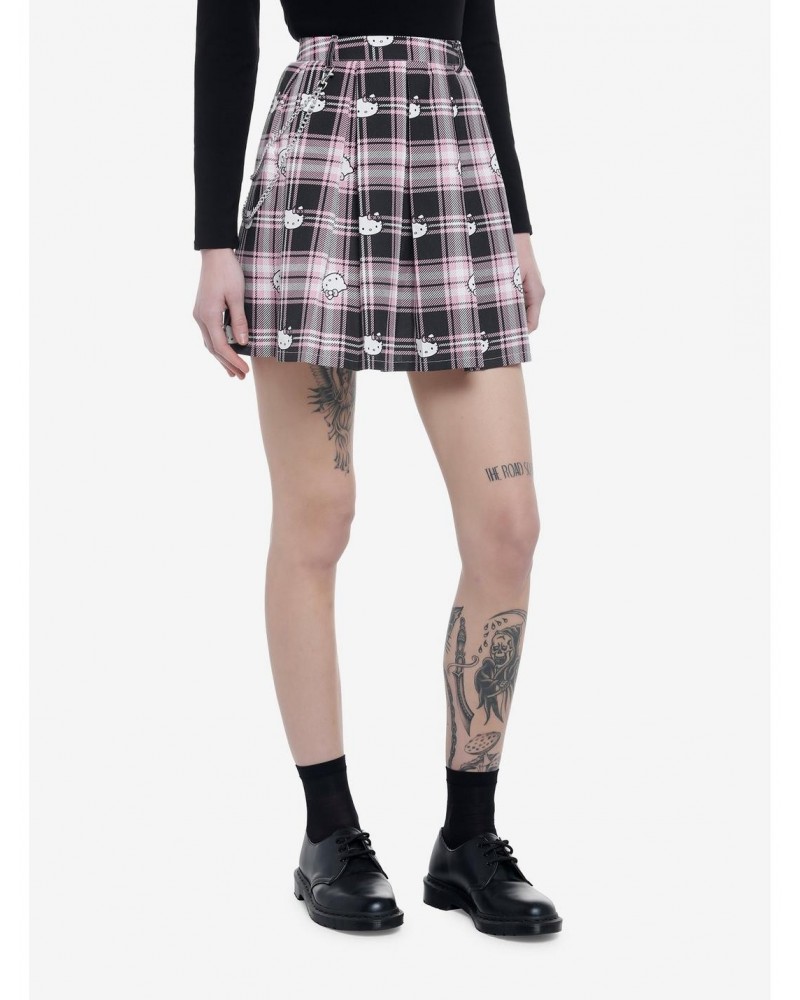 Hello Kitty Black & Pink Plaid Pleated Skirt $10.21 Skirts