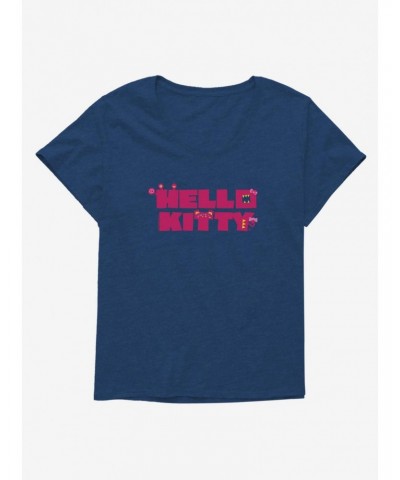 Hello Kitty Sweet Kaiju Stencil Girls T-Shirt Plus Size $9.48 T-Shirts