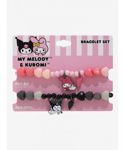 My Melody & Kuromi Cupid Best Friend Beaded Bracelet Set $3.81 Bracelet Set