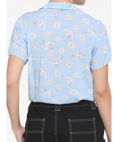 Cinnamoroll Flowers Tie-Front Girls Woven Button Up $16.16 Merchandises