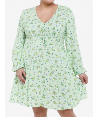 Keroppi Allover Print Long-Sleeve Dress Plus Size $9.61 Dresses