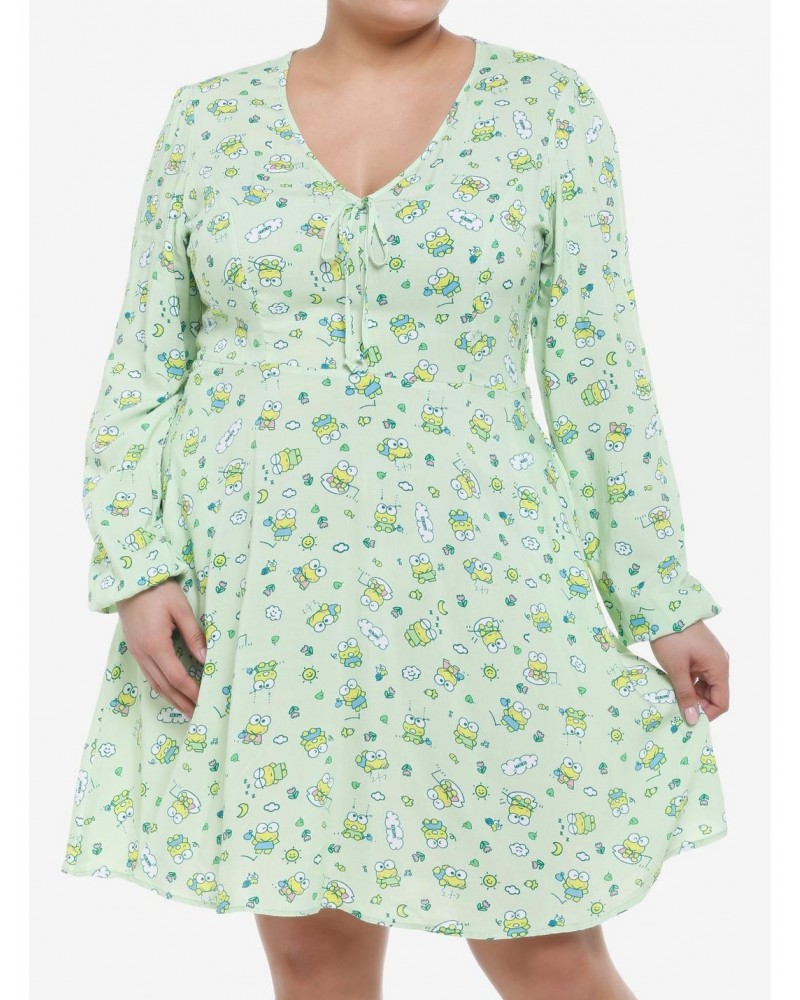 Keroppi Allover Print Long-Sleeve Dress Plus Size $9.61 Dresses