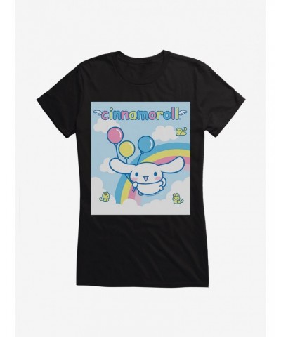 Cinnamoroll Balloons And Rainbow Girls T-Shirt $7.97 T-Shirts