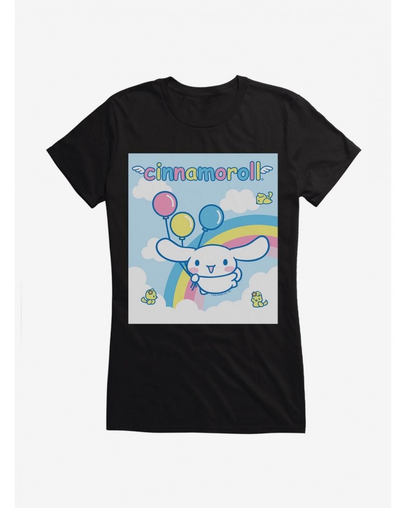 Cinnamoroll Balloons And Rainbow Girls T-Shirt $7.97 T-Shirts