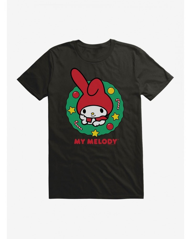 My Melody Happy Holidays Christmas Wreath T-Shirt $9.18 T-Shirts