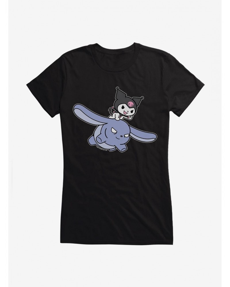 Kuromi Flying Baku Girls T-Shirt $6.37 T-Shirts