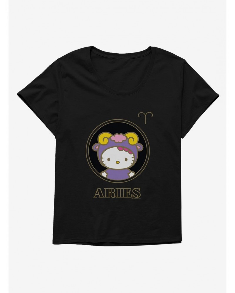 Hello Kitty Star Sign Aries Stencil Girls T-Shirt Plus Size $8.09 T-Shirts