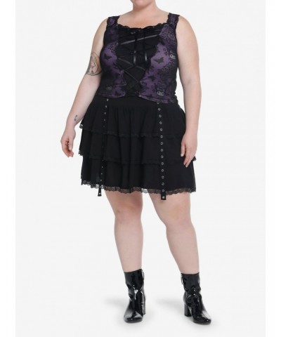 Kuromi Mesh Lace-Up Sweetheart Girls Tank Top Plus Size $10.89 Tops