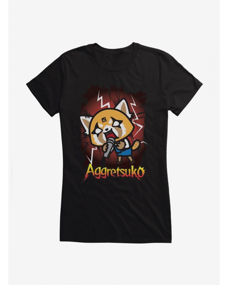 Aggretsuko Metal Rockin' Out Girls T-Shirt $8.76 T-Shirts