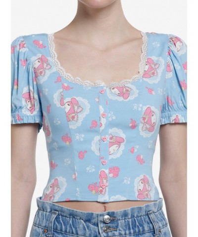 My Melody Lace Peasant Girls Woven Top $12.77 Tops