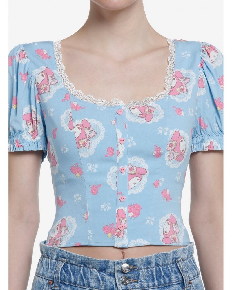 My Melody Lace Peasant Girls Woven Top $12.77 Tops