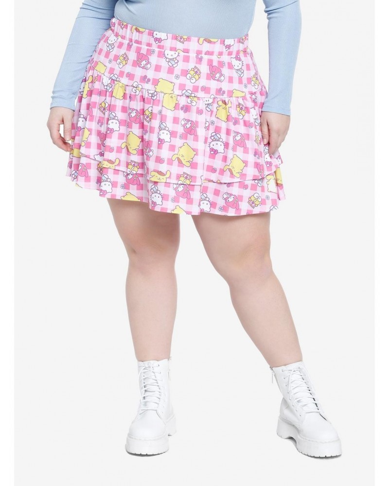 Hello Kitty And Friends Checkered Tiered Mini Skirt Plus Size $15.45 Skirts
