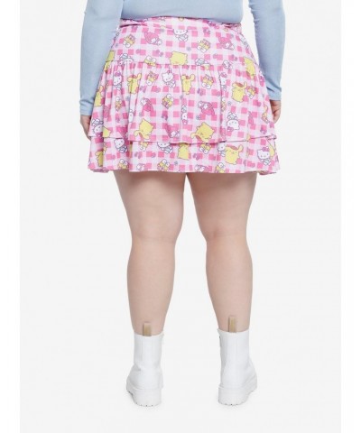Hello Kitty And Friends Checkered Tiered Mini Skirt Plus Size $15.45 Skirts